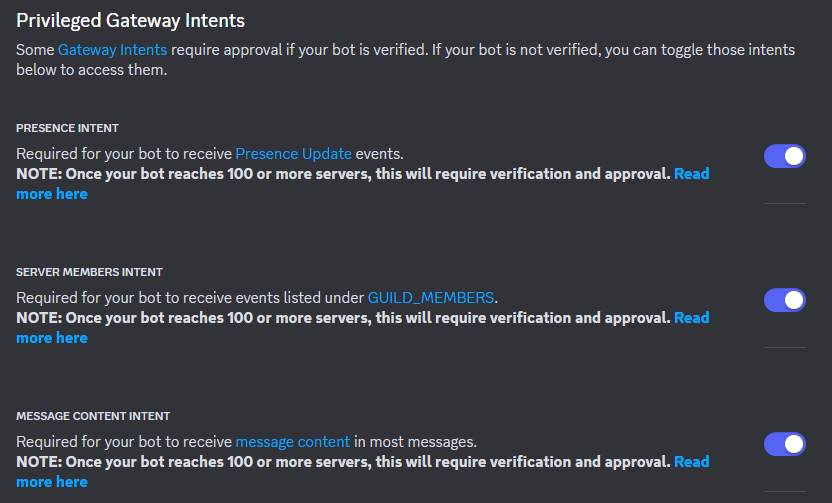 Privileged Gateway Intents